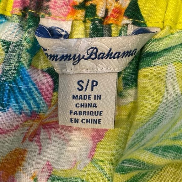 Tommy Bahama Sz S Neon Yellow Tropical Print Linen Summer Beach Skirt - Picture 4 of 5